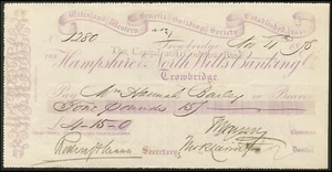 Hampshire & North Wilts Banking Co., Trowbridge, overprinted, 1878 - Picture 1 of 1