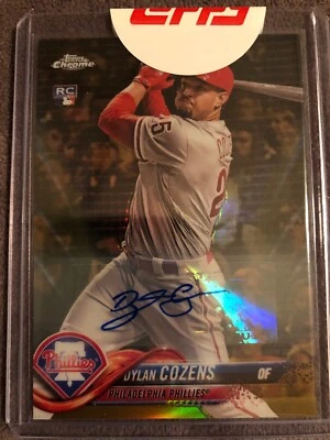 2018 Topps Chrome Update Series Dylan Cozens Phillies Gold Rookie Auto Ref 47/50 - Image 1 of 2