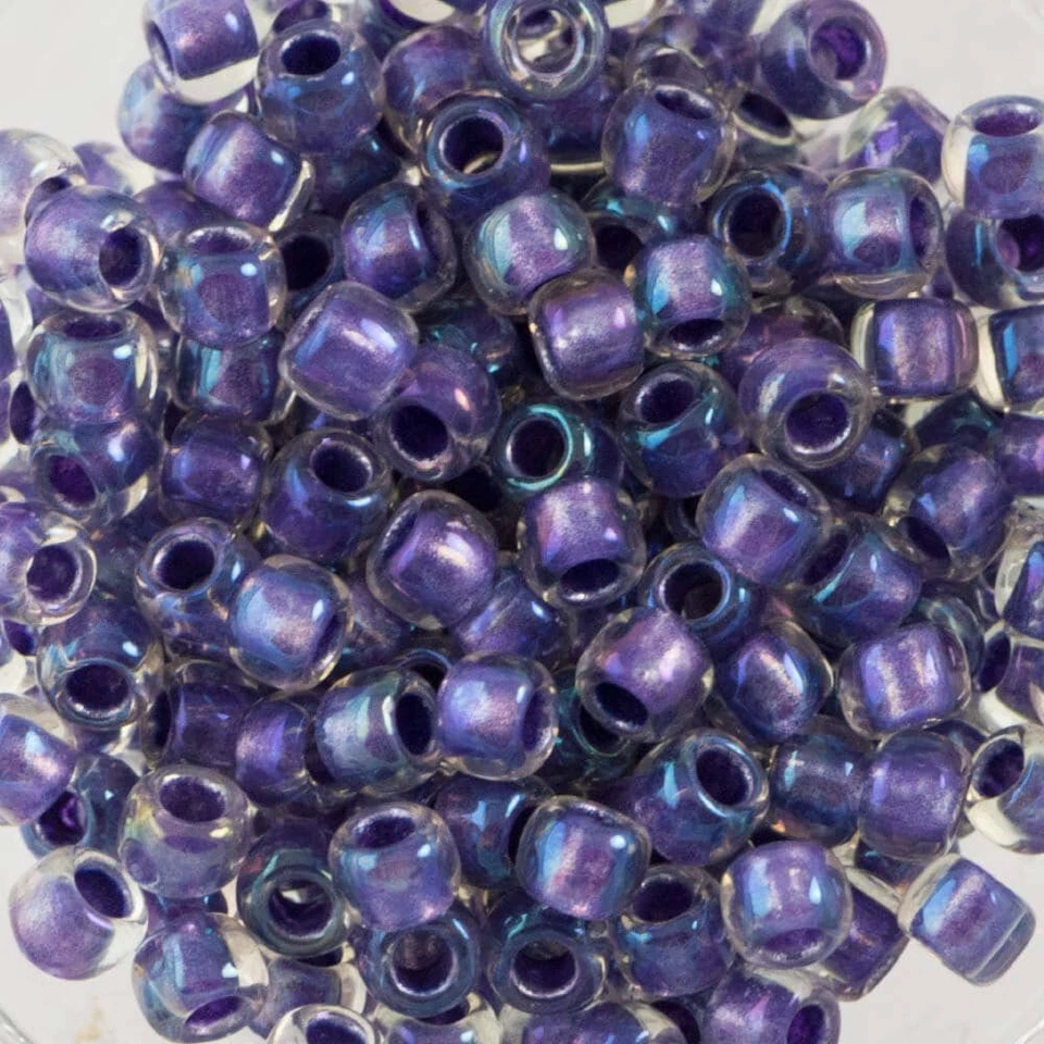 8/0 TOHO ROUND Inside Color Rainbow Crystal / Metallic Purple Lined Seed Bead (8 - Image 1 of 1