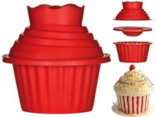 SET DI CUPCAKE GIGANTI 3 PZ STAMPI IN SILICONE ROSSO GIGANTE JUMBO BIGTOP TORTA DA FORNO
