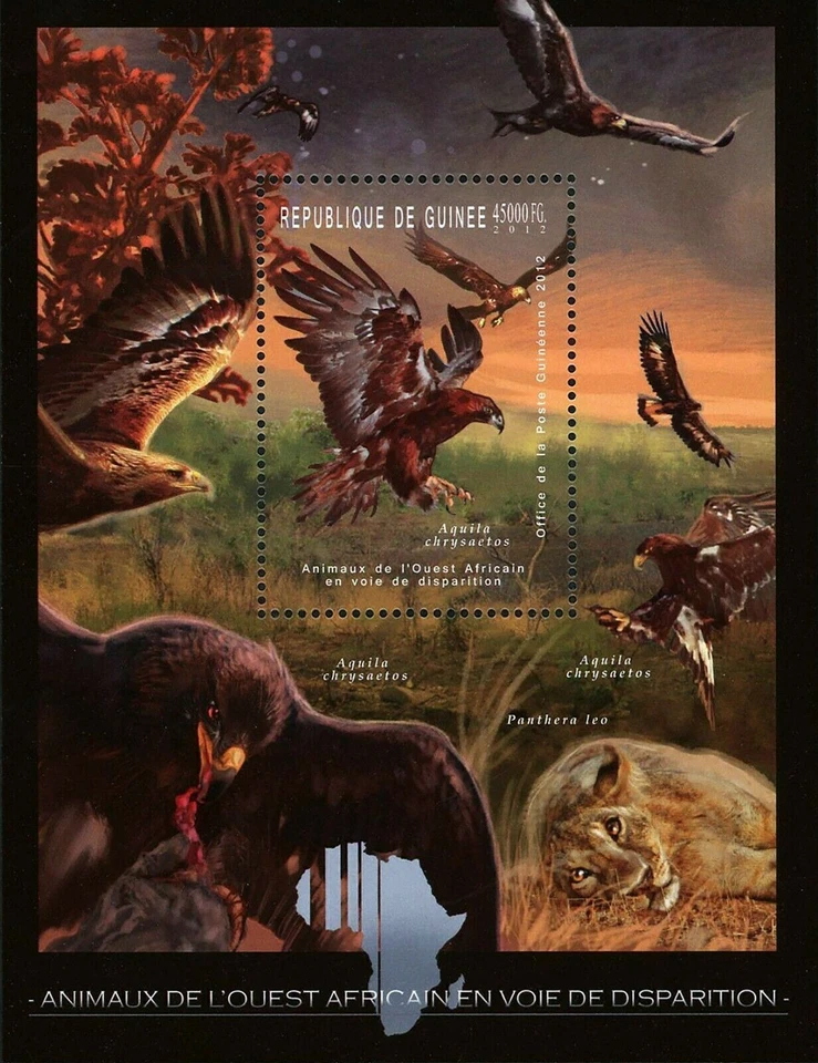 Sello de pájaro águila Aquila Chrysaetos fauna africana S/S MNH #9192 / Bl.2081 Foto 1 de 4