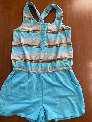 Splendid Cotton/Modal Aqua/Grey Racer Back Romper-4-5 - Image 1 of 4