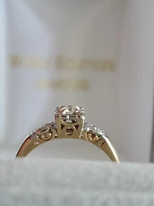 Filigree .15 DIAMOND ROUND CUT SOLITAIRE ENGAGEMENT RING 14k GOLD SZ-7.5 #125 - Picture 1 of 12