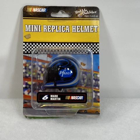 Mark Martin #6 Mini Replica Helmet NASCAR Pfizer Bobble Dobbles - New/Sealed Cover