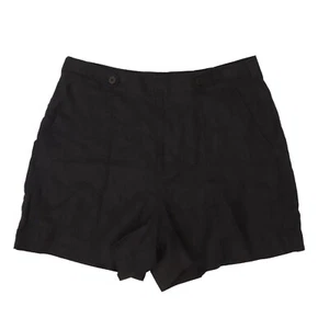 MADEWELL Clean Button-Tab Shorts 100% Linen 14 True Black Chic High Rise NWT B2 - Picture 1 of 6