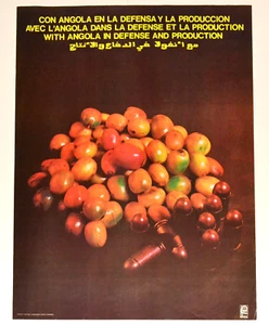 Cartel político cubano OSPAAAL 1978.Era Guerra Fría.ANGOLA.África.Café y balas - Imagen 1 de 6