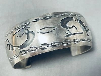 AUTHENTIC NAVAJO STERLING SILVER KOKOPELLI BRACELET - Image 1 of 4