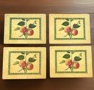 Pimpernel Placemats SET 4 Apple Scroll Fruit 15.75"x 11.75" Lacquered Hardboard - Picture 1 of 5