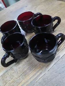5 - Vintage Avon Cape Cod Ruby Red Tea Cups Mugs Coffee NICE!!! - Picture 1 of 12
