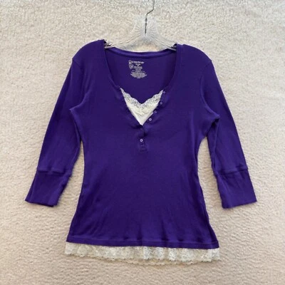 Y2K Vintage Henley Top XL Purple Bella Swan Boho Fairy Grunge Whimsigoth - Image 1 of 4