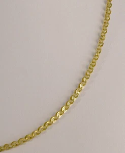 14k Solid Yellow Gold Flat Round Link Necklace 18 Inches - Picture 1 of 3