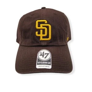 '47 San Diego Padres Clean Up Brown/Gold Logo Adjustable Strap Hat Dad Cap - Picture 1 of 6