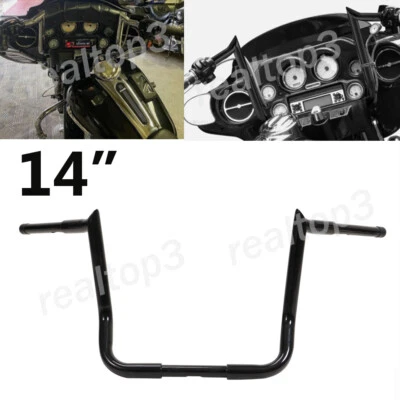 Black 14"  For Harley Street Electra Glide Meathook Bar Handlebar Foto 1 de 4