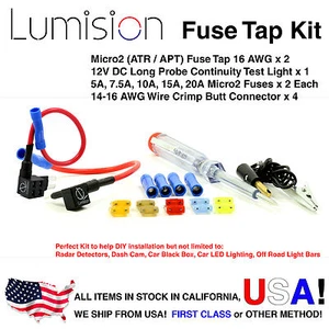 Kit rubinetto fusibile Add-A-Circuit Dual Micro2 APR APT Dash Cam Radar confezione installazione - Foto 1 di 9