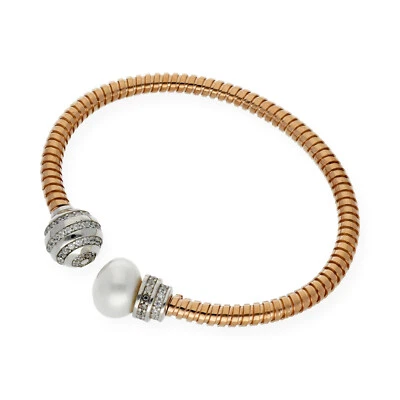 Brazalete Mujer Plata Rosa de Ley 925 Perlas Cultivadas Agua Dulce Circonitas - Imagen 1 de 3