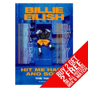 BILLIE EILISH 2024 TOUR POSTERS ART PRINT A4 A3 SIZE - BUY 2 GET ANY 2 FREE - Picture 1 of 67
