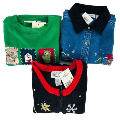 3 Ediciones Básicas Vacaciones Mujeres Tops Talla M Tops Vacaciones Navidad Copos de Nieve Foto 1 de 4