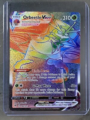Orbeetle Vmax 186/185 Vivid Voltage NM Full Art Secret Rainbow Rare Pokemon Card - Image 1 of 2