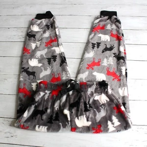 Boy's Plush Pajama Pants Youth Size 8 Bear Moose Winter Lounge Jogger Pants - Picture 1 of 5