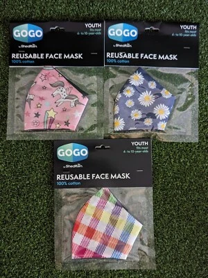 "Spring Time" Lot Of 3 Go Go Youth Reusable Face Mask NEW NIP - Image 1 of 4