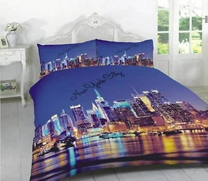 3D NEW YORK Duvet Quilt Cover And Pillow Case Poly Cotton Bedding Set - Picture 1 of 1