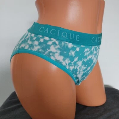 LANE BRYANT CACIQUE 18/20 AZUL VERDE AZULADO BLANCO TIE DYE BRAGAS BANDA ANCHA HIPSTER PLUS Foto 1 de 4
