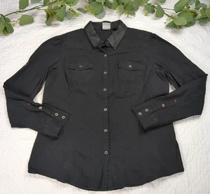 Camisa Harley Davidson para mujer negra manga larga abotonada cuero talla XL - Imagen 1 de 10