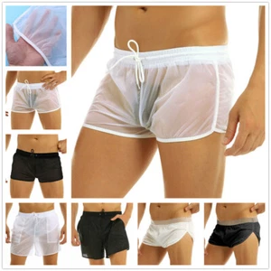 Mens Mesh See-through Gym Underwear Boxers Briefs Shorts Quick Dry Pants Bikini - Picture 1 of 55