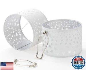Linen Lamp Shades Set of 2, 12 x 14 x 11 inch (Large Size) (Drum-Star-8) - Picture 1 of 5