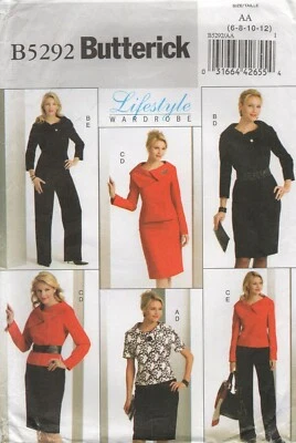 Butterick Sewing Pattern 5292 EASY Big Collar Jacket Skirt Trousers Size 6 - 12 - Image 1 of 4