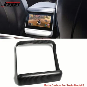 Matte Carbon Rear Seat Console Navi Screen Panels For Tesla Model S 2021 2022-23 - Picture 1 of 10