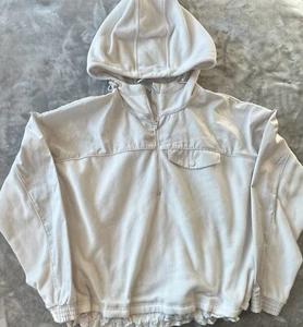 Athleta Zion Micro Fleece Hoodie  1/2 Zip White Sz Small Tall Athleisure Comfort - Picture 1 of 10