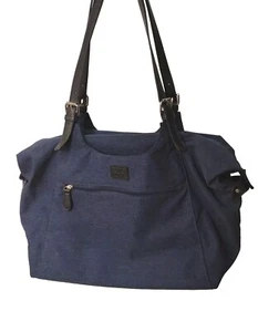 ROOTS 73 Navy Canvas Shoulder Tote Bag Travel Bag Large Compartment Logo Zip Top - Bild 1 von 6