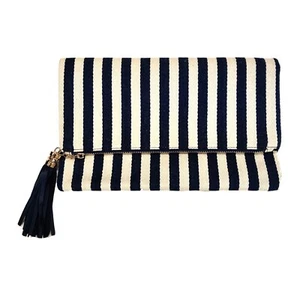 TIGERSTARS NAVY WHITE STRIPE ENVELOPE CLUTCH BAG - Picture 1 of 1