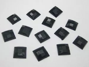 100 diamantes de imitación facetados cuadrados con respaldo plano negro 14X14 mm coser cuentas - Imagen 1 de 4
