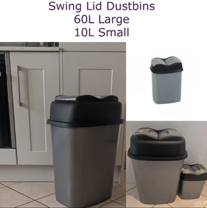 60L 10L Dustbin Swing Lid Large Small Kitchen Home Office Waste Rubbish Bin NEW - Picture 1 of 5
