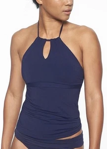 Athleta High Neck Keyhole Tankini Swim Top Blue Womens Size Small Halter Top - Picture 1 of 11
