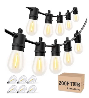 Outdoor String Lights 200 FT, Patio Lights for Outside with Shatterproof Bulbs - Image 1 of 4