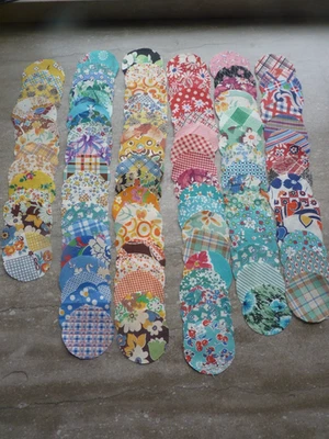 100 restos de material de saco de alimentación antiguos vintage de la era de la depresión círculos de 2" Foto 1 de 4