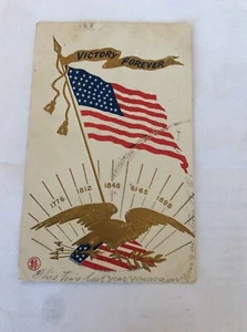 1907 Victory Forever Patriotic To Miss Mary Mckone Vendome Hotel Lawrence MA - Picture 1 of 2