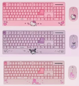 Sanrio Hello Kitty Kuromi My Melody Palm-Rest Wireless Keyboard & Mouse Set - Picture 1 of 11