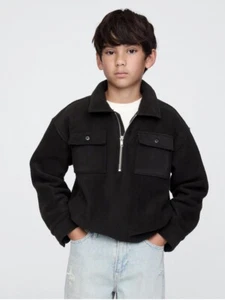 Gap Kids Cozy True Black Polar Fleece 1/2 Zip Shirt Jacket-Sz: XL (12) NIP/TAGS - Picture 1 of 7