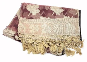 Elegante mantel de brocado y organza diseño de hoja de arce 42"" x 84"" hecho en la India - Imagen 1 de 2