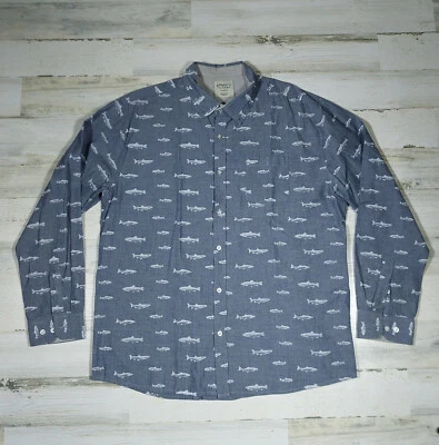 Camisa para hombre XL con estampado de peces Alpha Beta manga larga pescador ropa de pesca al aire libre Foto 1 de 4