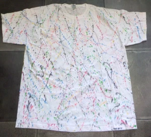 Mens 100% cotton T-shirt "Rainbow Paint Splatter" size large, Brand new. - Picture 1 of 2