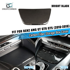1pcs Gloss Carbon Fiber Storage Box Cover For Benz AMG GT GTR GTS (2016-2018)