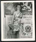 1950s Original 4x5 Glamour Photo Sweet Brunette in Mumu Dress Travel Posters vv