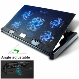 Pad de refroidissement pour ordinateur portable pour ordinateur portable 11-17 pouces double ventilateur USB support refroidisseur 5 ventilateurs silencieux - Photo 1/10