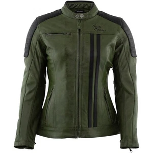 Ladies Motorcycle Leather Jacket 42 - Rusty Stitches Alice - Green and Black - Picture 1 of 2