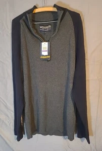 Vintage Nautica Jeans Co Mens Sz XXL Gray Blue Half Zip Pullover Ribbed Sweater - Picture 1 of 8